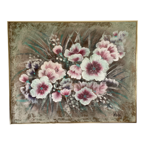 Mid Century Modern Impressionist Massive Lee Reynolds Flowers Oil Painting Framed