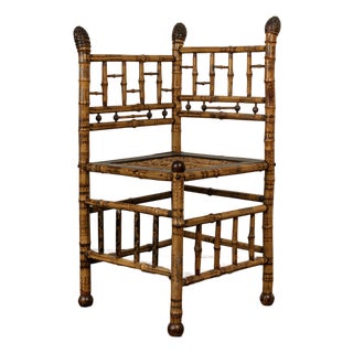 Late 19th Century Late Victorian Tortoiseshell Bamboo Corner Chair For Sale