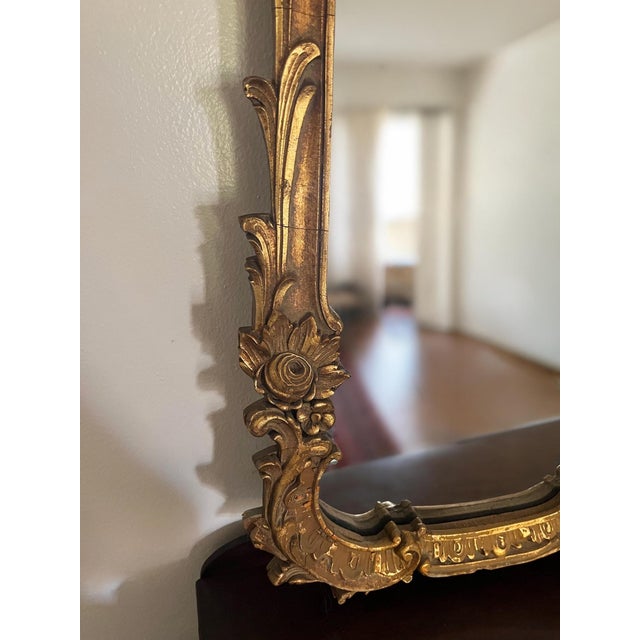 Wood Antique French Rococo Giltwood Mirror For Sale - Image 7 of 11