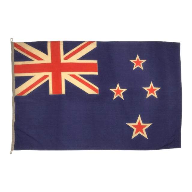 Large Vintage Wool Hand-Painted Flag of New Zealand For Sale