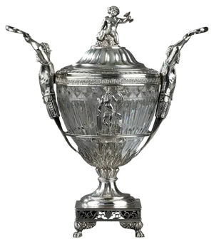19th Century Silver and Cut Crystal Candy Dish