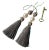 Pair of Smoky Ash and Stone Colored Beaded Key Tassels For Sale
