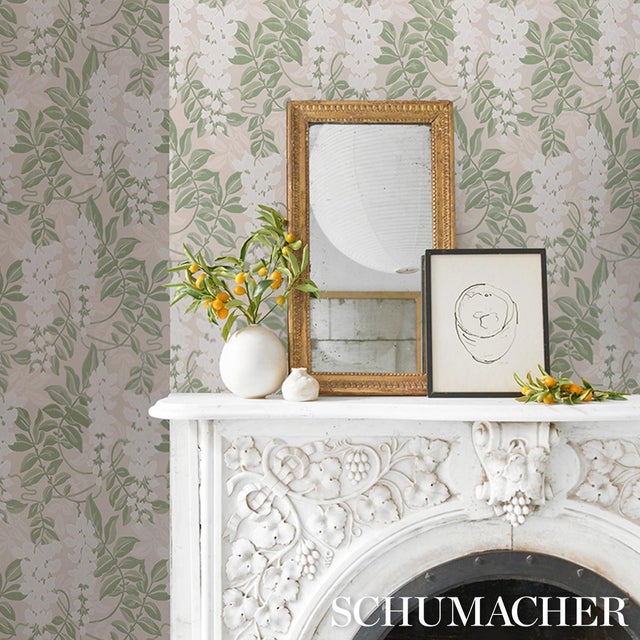 2020s SAMPLE - Schumacher Lucia Wisteria Wallpaper In Sage For Sale - Image 5 of 6