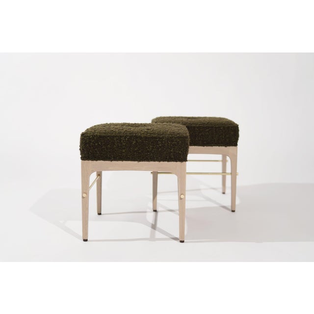 Wood Set of 2 Linear Stools in White Oak Series 18 For Sale - Image 7 of 12
