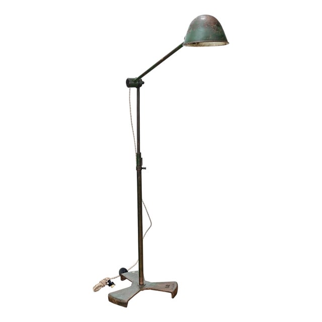 Mid 20th Century French Adjustable Industrial Floor Lamp by RG Levallois For Sale