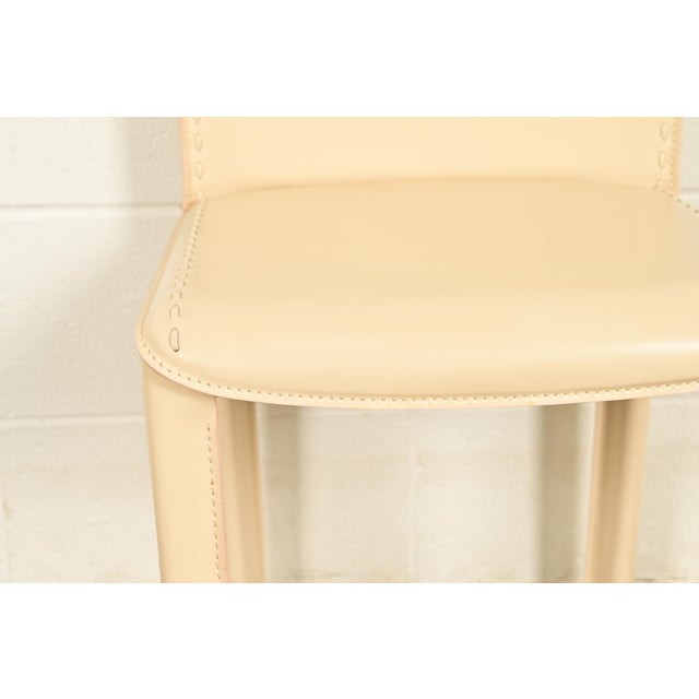 Cream Mario Bellini Style Italian Modern Cream Leather Wrapped High Back Dining Chairs, Set of Four For Sale - Image 8 of 13