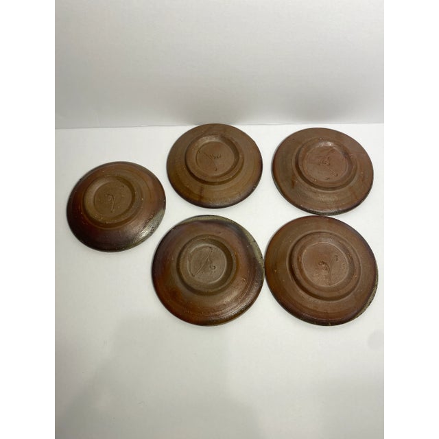 Brown Japanese Raku Sushi Plates - Set of 5 For Sale - Image 8 of 9