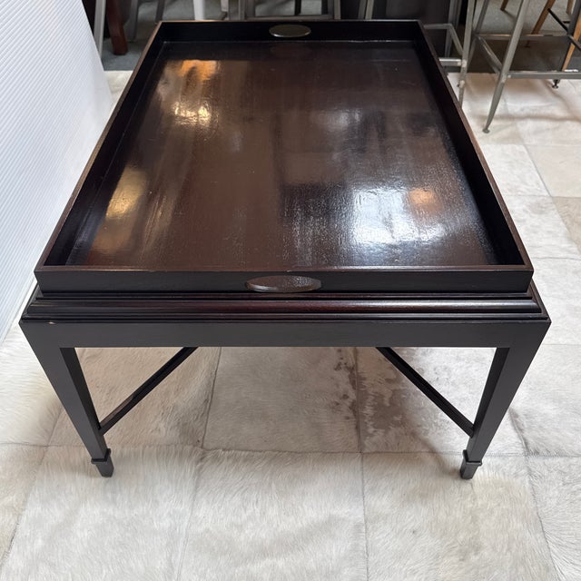 Traditional Barbara Barry for Baker Furniture Mahogany Tray-Top Coffee Table For Sale - Image 3 of 12