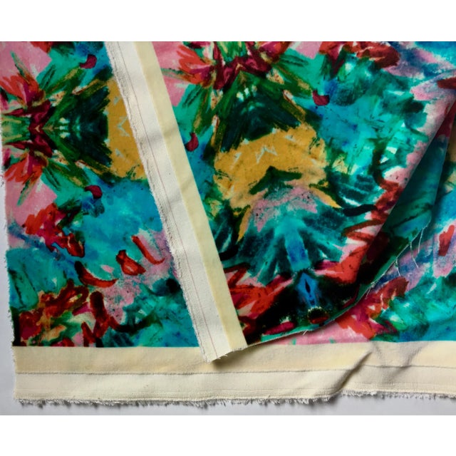 Mid-Century Modern "Kaleidoscope" Brightly Colored Cotton Velvet Yardage After Jack Lenor Larsen - Sample Swatch - For Sale - Image 3 of 4