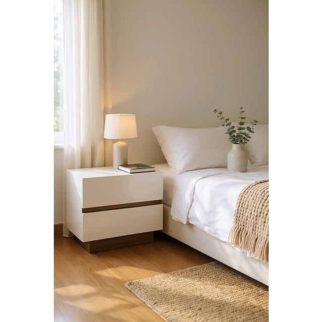 Postmodern 1980’s Post Modern Cream and Brass Nightstands - A Pair For Sale - Image 3 of 7