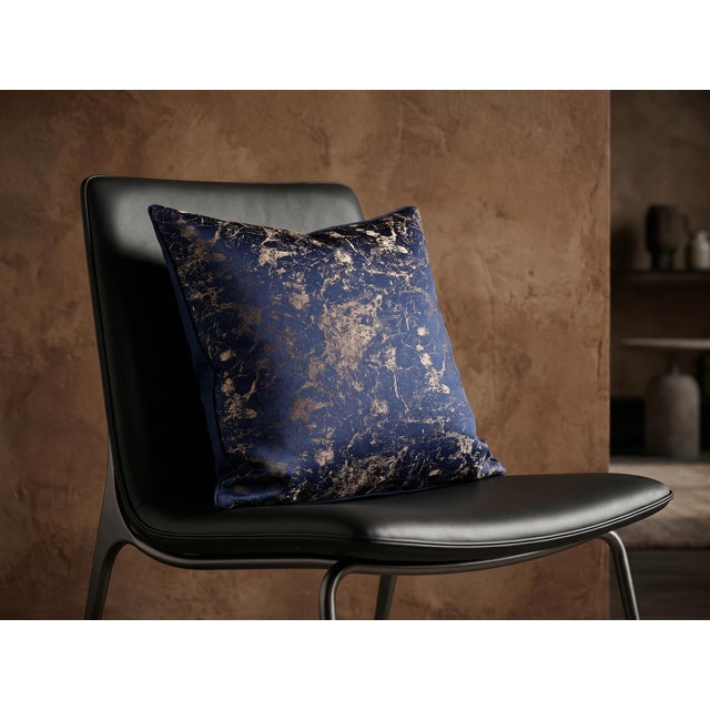 2020s Handmade Blue Abstract Cushion Cover For Sale - Image 5 of 9