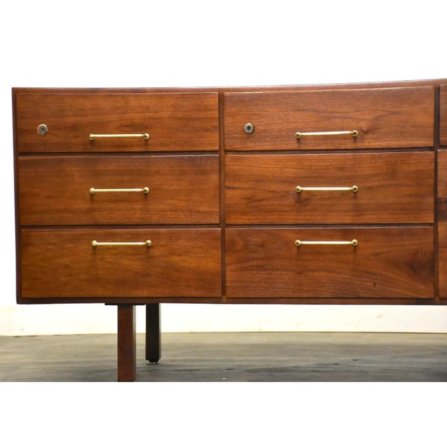 Wood Jens Risom Walnut Dresser Credenza For Sale - Image 7 of 11