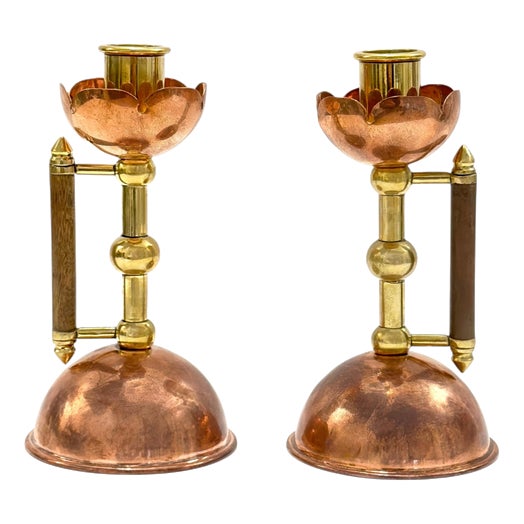 Arts and Crafts Copper Candlesticks attributed to Benham & Froud, 1880s, Set of 2 For Sale