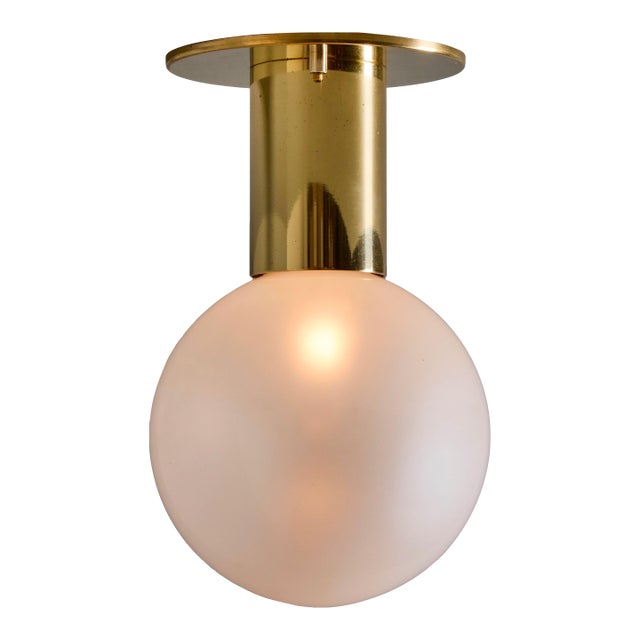 1970s Motoko Ishii Opaline Glass and Metal Ceiling or Wall Light for Staff Leuchten For Sale