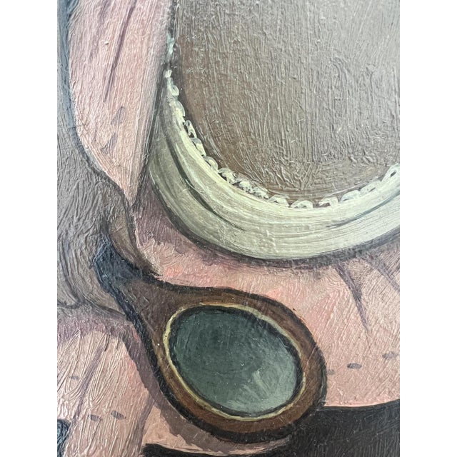 1950s Emile Chambon, Jeune fille assise avec un petit miroir, 1950, Oil on Cardboard, Framed For Sale - Image 5 of 16