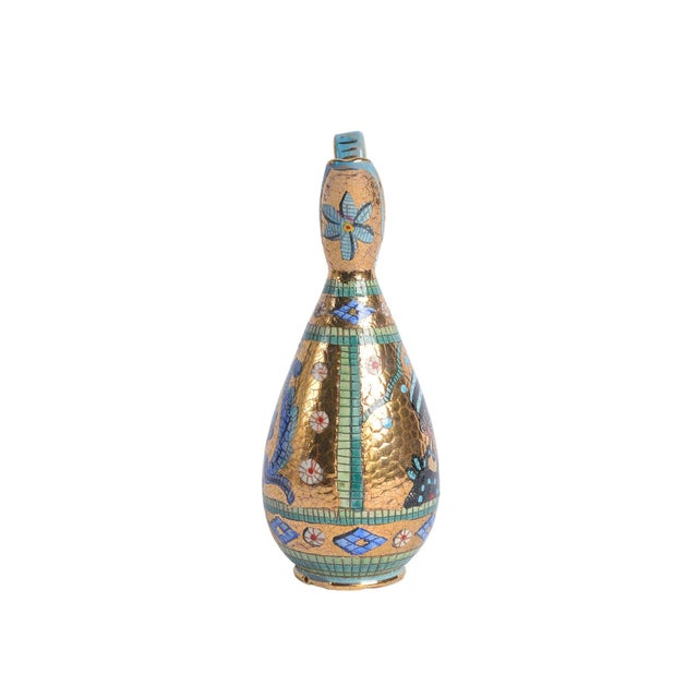 Mid 20th Century Vintage Deruta Italian 24kt Gold Plated Hand Painted Mosaic Byzantine Style Pitcher For Sale - Image 5 of 7