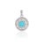 Certified 14k White Gold 1.46ct Round Turquoise & Baguette Diamond Halo Pendant For Sale - Image 9 of 16