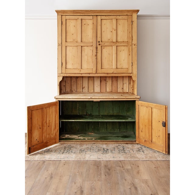 Large Antique Irish Pine Kitchen Cabinet For Sale - Image 4 of 5