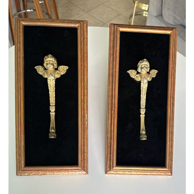 Pair French Gilt Bronze Angle Wing Architectural Fragment Framed For Sale - Image 4 of 16