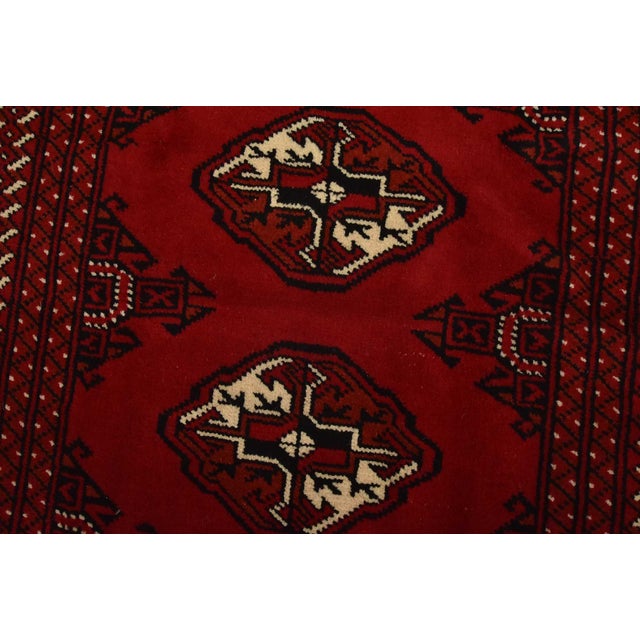 Turkmen Runner 2’9” X 9’3” Red Wool Vintage Tribal Hand-Knotted Oriental Rug For Sale - Image 4 of 12