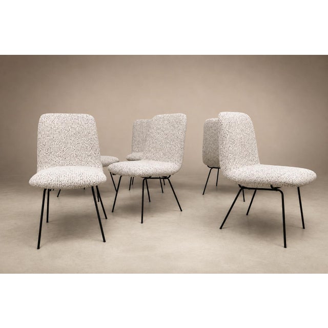 Set of Six Dining Chairs in Metal and Boucle by Carlo Hauner, Brazil, 1950s For Sale - Image 12 of 18