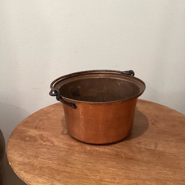 Antique Hammered Cooper Kettle Cauldron With Hand Forged Iron Handles For Sale - Image 12 of 12