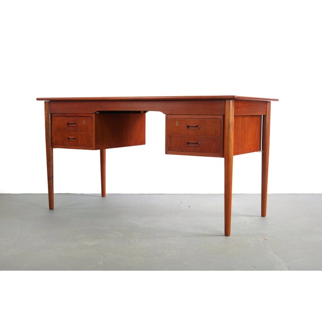 Sibast Furniture Danish Desk with Finsihed Back in Bold Teak Grain Designed by Arne Vodder For Sale - Image 4 of 12