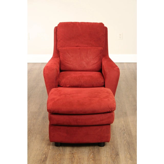 Modern Roche Bobois Italian Modern Upholstered Lounge Armchair and Ottoman For Sale - Image 3 of 12