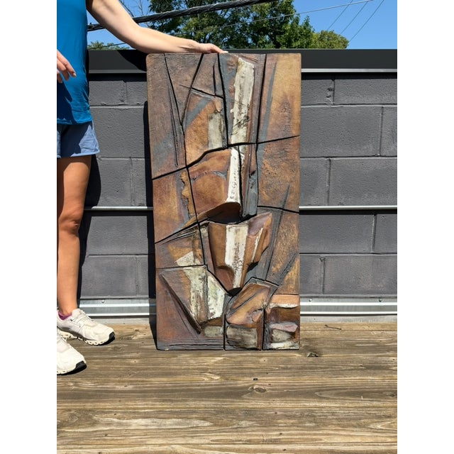 Brown Oversized Ceramic MCM Wall Hanging Sculpture For Sale - Image 8 of 8
