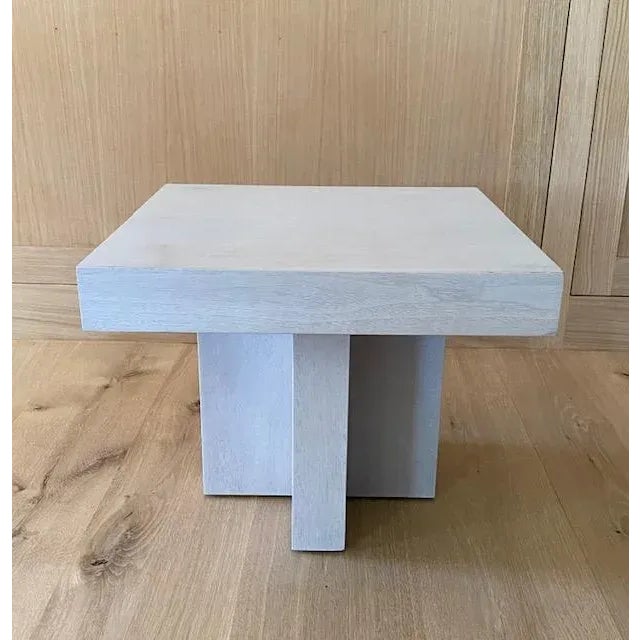 1970s Mid Century Modern, Milo Baughman Style, Bleached and Stained Gray Cruciform Side or Cocktail Table For Sale - Image 10 of 12