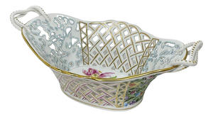 Large Openwork Basket with Handles from Herend Porcelain, 1960s