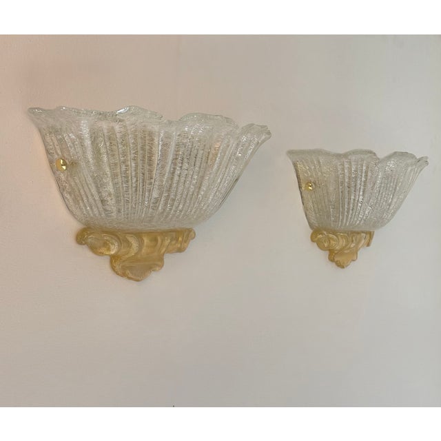 Vintage Pressed Molded Murano Glass Wall Sconces, Italy, 1980, Set of 2 For Sale - Image 13 of 13