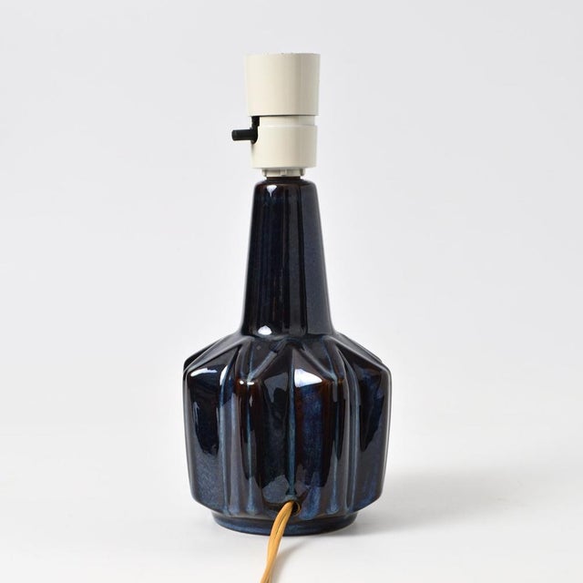 Danish Modern Blue Glaze Table Lamp by Einar Johansen for Søholm, 1960s For Sale - Image 4 of 8