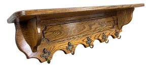 French Style Coat Rack in Oak with Hooks