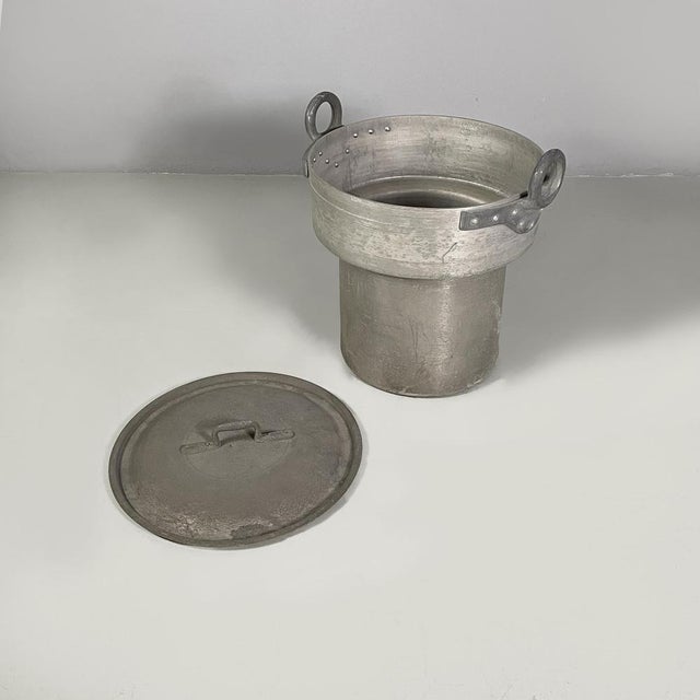 Italian Round Aluminum Pot with Lid, 1930s For Sale - Image 6 of 18