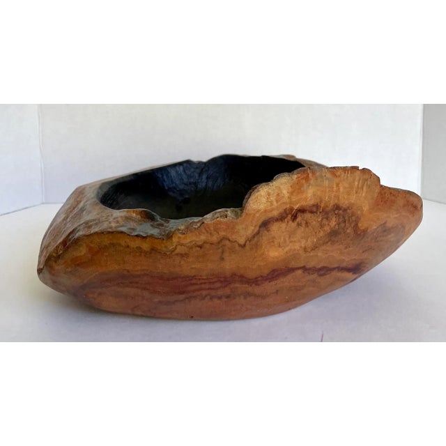 Contemporary Late 20th Century Hand-Carved Live Edge Rustic Wood Bowl For Sale - Image 3 of 8