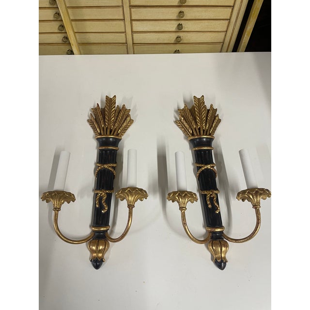 Lights Vintage Louis XVI Style Two-Light Electric Wall Sconces--a Pair For Sale - Image 7 of 13