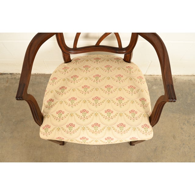 Kindel Furniture Style Federal Carved Mahogany Armchairs, Pair For Sale - Image 9 of 14