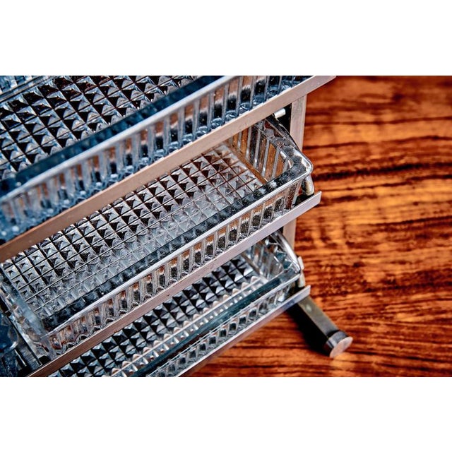 Chrome and Glass Counter Top Shelf attributed to Jacques Adnet, France, 1940s For Sale - Image 12 of 14