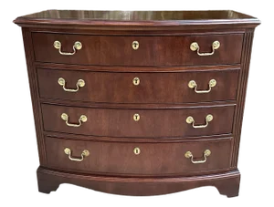 Vintage Bow Front Flame Mahogany 4 Drawer Chest