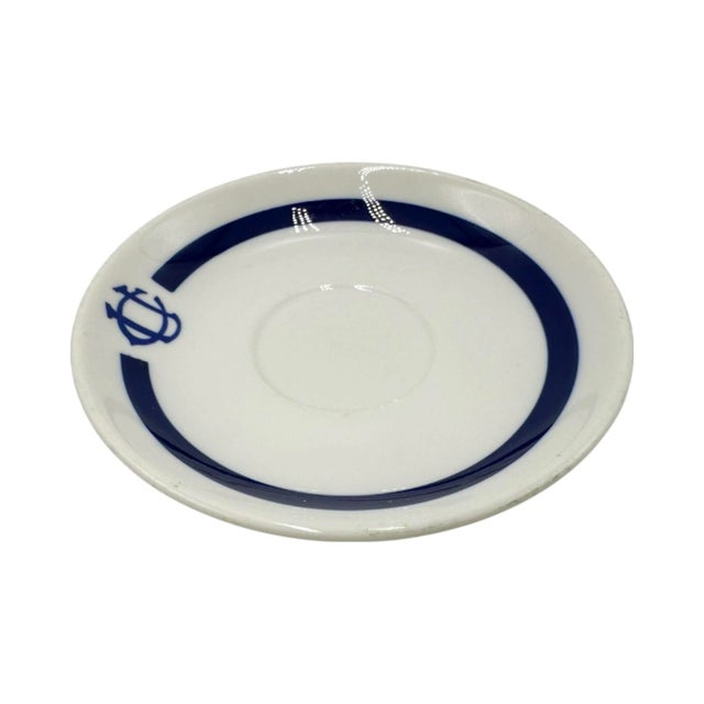 Details: -Vintage University Club NYC saucer -Saucer is white ceramic with blue stripe around edge and features iconic...