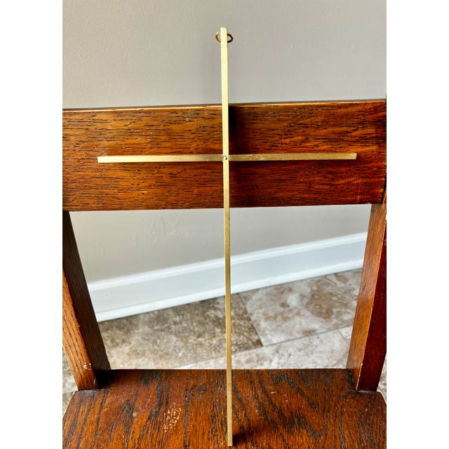 Metal Mid-Century Minimalist Solid Brass Wall Cross For Sale - Image 7 of 13