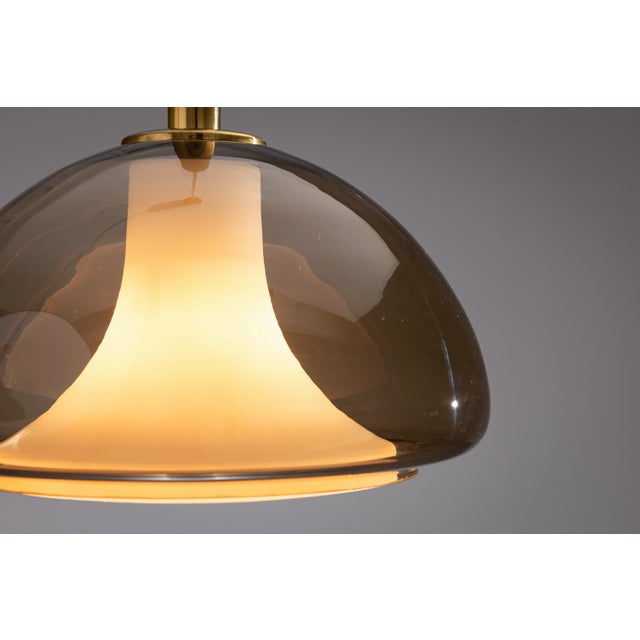 Hanging Lamp with Smoked Murano Glass and Opaline Inner Shade, 1960s For Sale - Image 10 of 14