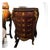 French Bombe Lingerie Chest With Marble Top, Gold Leaf Accents & Five Functional Drawers For Sale