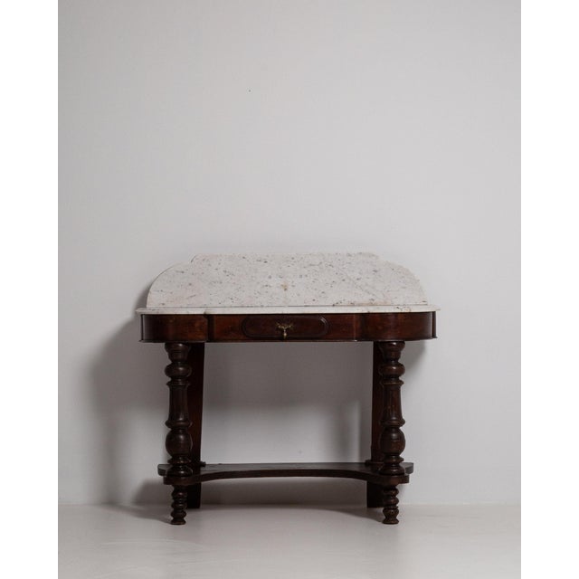 Wood 19th Century France Victorian White Wood Console Table For Sale - Image 7 of 11