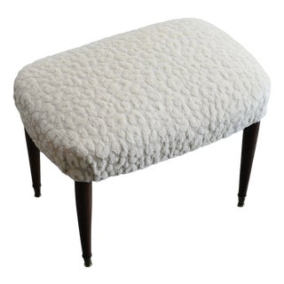 Mid-Century Italian Stool with Leopard and Brass Details, 1950s For Sale