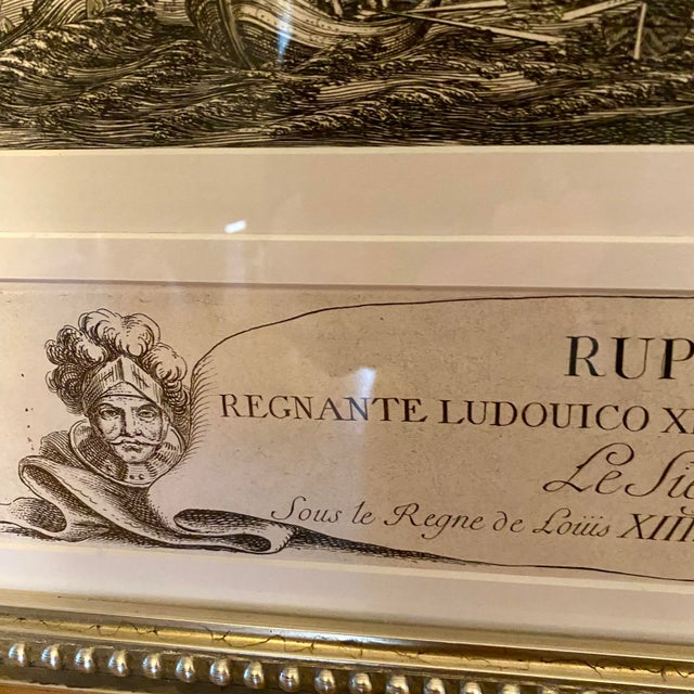 Monumental 17th Century Framed Map Etching "Rupellae Obsidio" by Jacques Callot For Sale - Image 15 of 18