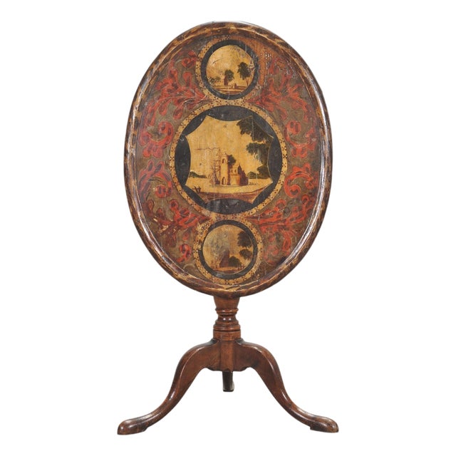 19th Century English Georgian Painted Tilt-Top Tripod Table For Sale
