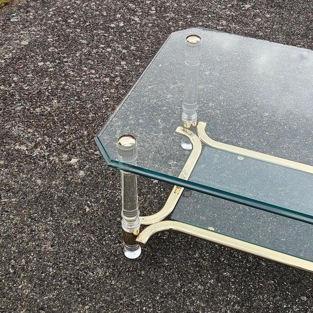 Italian Two-Tier Coffee Table in Glass, 1980s For Sale - Image 12 of 16