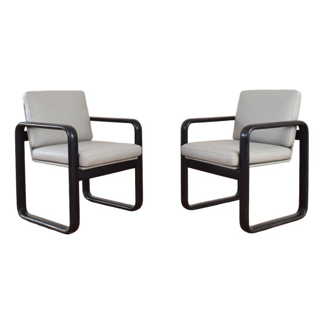 Mid-Century Leather Armchairs by Burkhard Vogtherr for Rosenthal, 1970s, Set of 2 For Sale